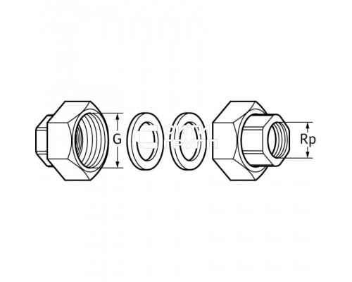 Комплект латунных гаек DAB BRASS UNION KIT 1 1/2