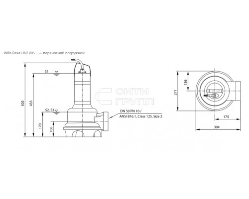 Фекальный насос Wilo REXA UNI V05B/M04-523/A