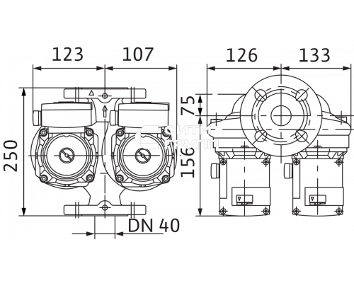 Циркуляционный насос Standard Wilo TOP-SD 40/3 EM PN6/10