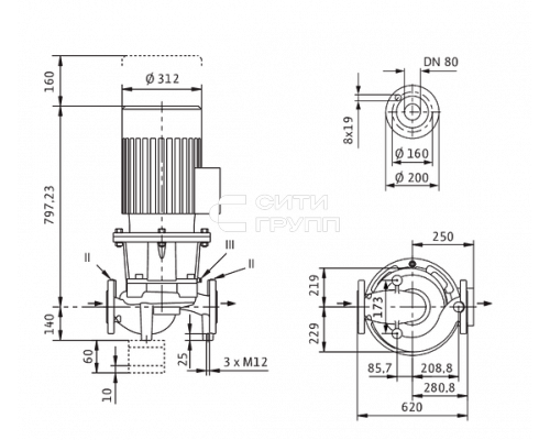 Циркуляционный насос Wilo CronoLine-IL 80/315-15/4