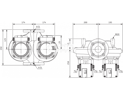 Циркуляционный насос Standard Wilo TOP-SD 40/15 EM PN6/10