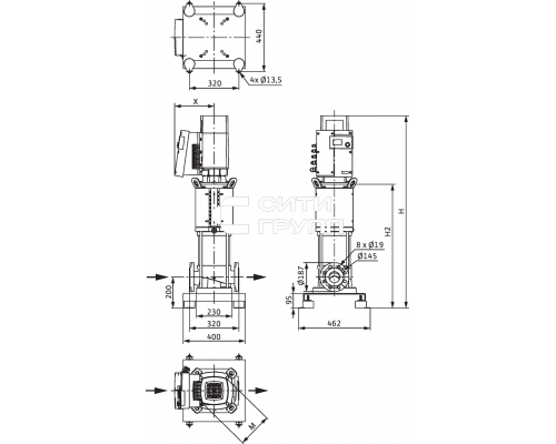 Вертикальный многоступенчатый насос Wilo Helix EXCEL 3602-7.5-1/16/E/KS