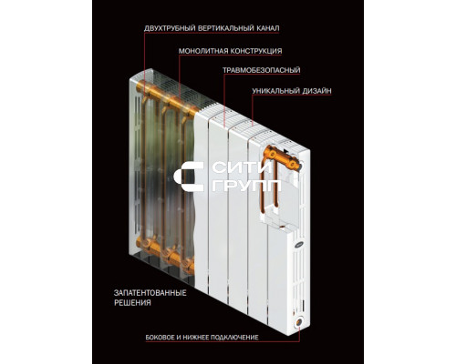 Биметаллический секционный радиатор отопления Rifar SUPReMO 350 / 8 секций