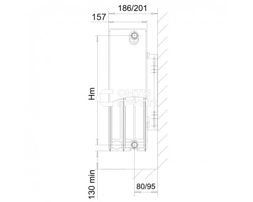 Стальной панельный радиатор отопления Лемакс С33/300/ 1200