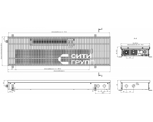 Внутрипольный конвектор с вентилятором Eva KB.80.258.1000