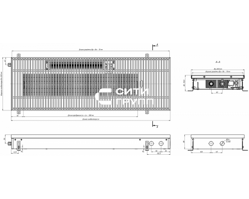 Внутрипольный конвектор с вентилятором Eva KB.80.303.1000