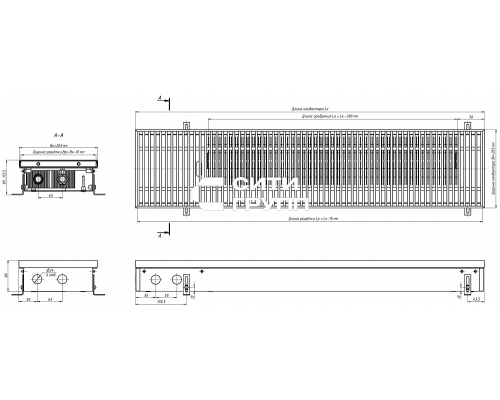 Внутрипольный конвектор с естественной конвекцией Eva K.80.203.2000