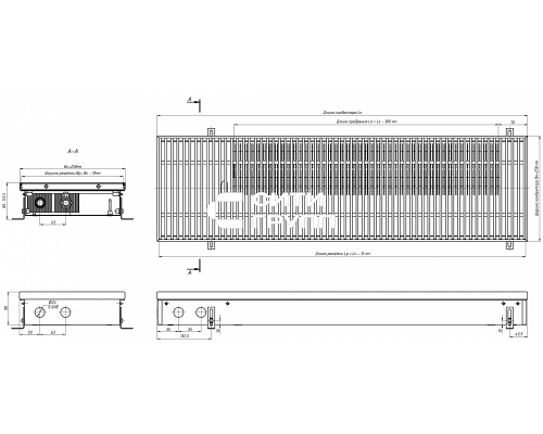 Внутрипольный конвектор с естественной конвекцией Eva K.80.258.900