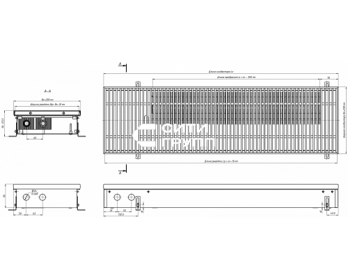 Внутрипольный конвектор с естественной конвекцией Eva K.90.258.900