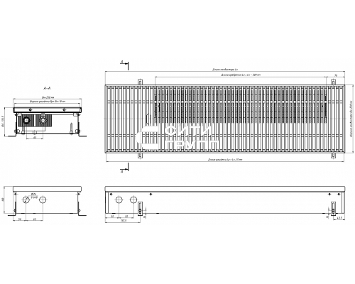 Внутрипольный конвектор с естественной конвекцией Eva K.100.258.900