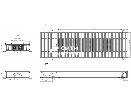 Внутрипольный конвектор с естественной конвекцией Eva KC.80.258.2250