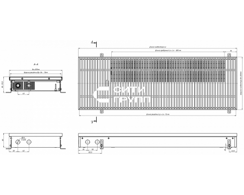 Внутрипольный конвектор с естественной конвекцией Eva K.80.303.1000