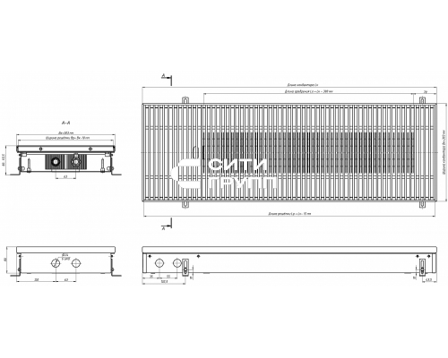 Внутрипольный конвектор с естественной конвекцией Eva KC.80.303.1000