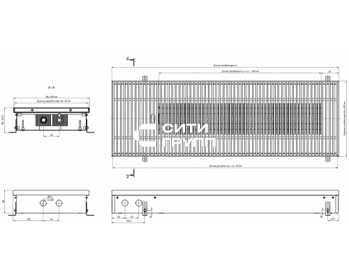 Внутрипольный конвектор с естественной конвекцией Eva KC.90.303.1000