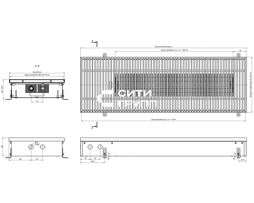 Внутрипольный конвектор с естественной конвекцией Eva KC.100.303.1000