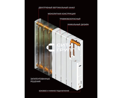 Биметаллический секционный радиатор отопления Rifar Supremo 350 / 5 секций