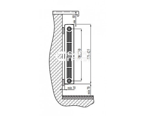 Биметаллический секционный радиатор отопления Rifar Supremo 350 / 5 секций