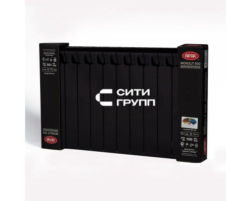 Биметаллический секционный радиатор отопления Rifar Monolit 500 / 12 секций Черный
