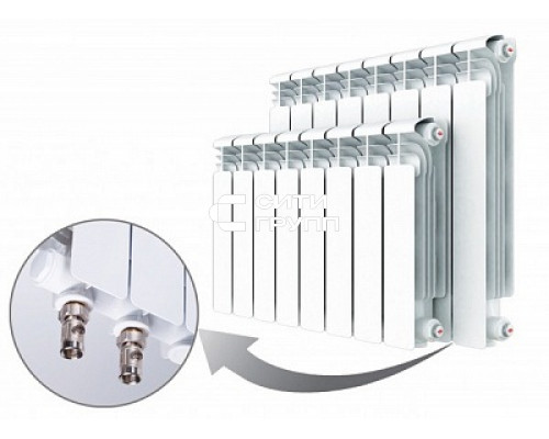 Алюминиевый секционный радиатор отопления Rifar Alum Ventil 350 / 8 секций правое подключение