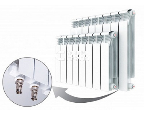 Алюминиевый секционный радиатор отопления Rifar Alum Ventil 350 / 11 секций правое подключение