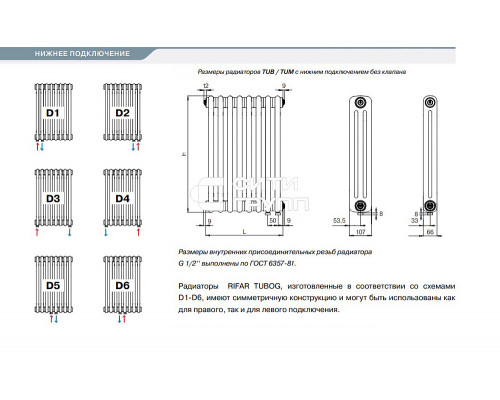 Стальной трубчатый радиатор отопления Rifar TUBOG TUB 3180-04-DV1-AN (Антрацит)