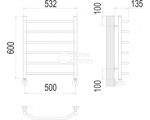 Полотенцесушитель водяной Terminus Виктория П6 500х600