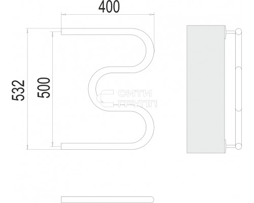Полотенцесушитель водяной Terminus М-образный 32 (1 ) 500х400