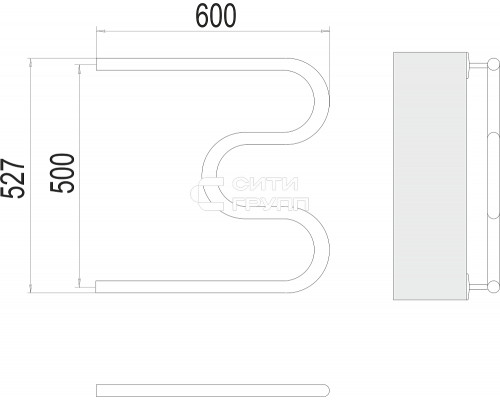 Полотенцесушитель водяной Terminus М-образный 26,9 (3/4 ) 500х600