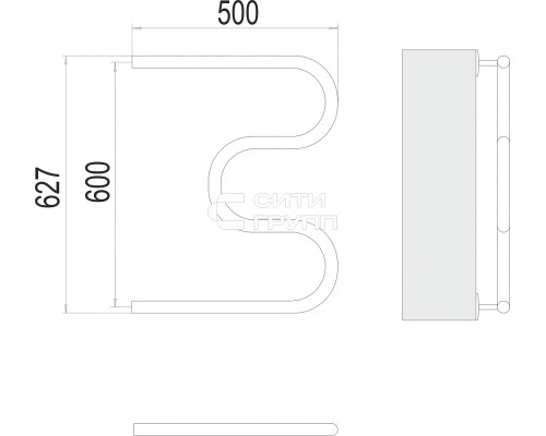Полотенцесушитель водяной Terminus М-образный 26,9 (3/4 ) 600х500