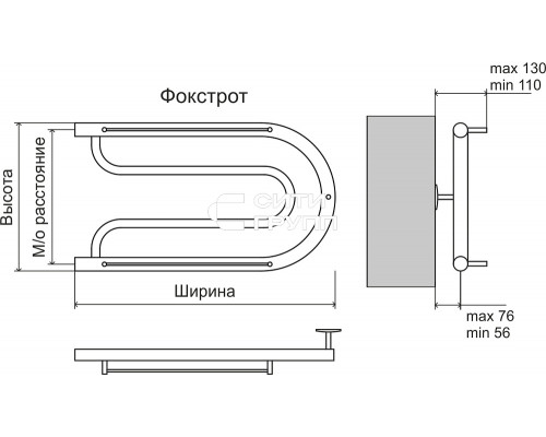 Полотенцесушитель водяной Terminus Фокстрот бесшовный (1 ) 320х500