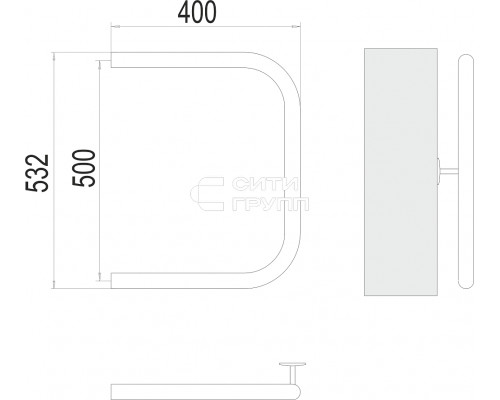 Полотенцесушитель водяной Terminus П-образный бесшовный (1 ) 500х400