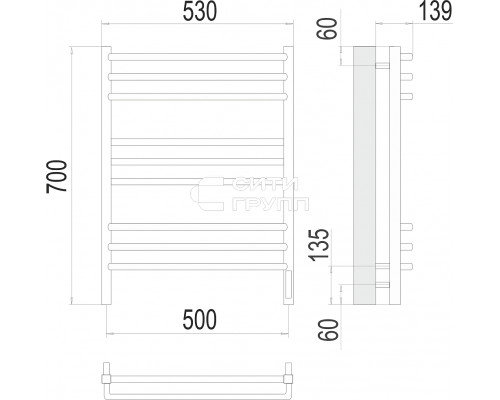 Электрический полотенцесушитель Terminus Соренто П9 500х700 электро (sensor quick touch)