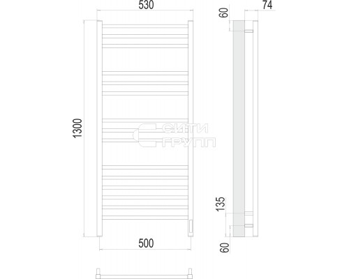 Электрический полотенцесушитель Terminus Ватикан П15 500х1300 электро (sensor quick touch)