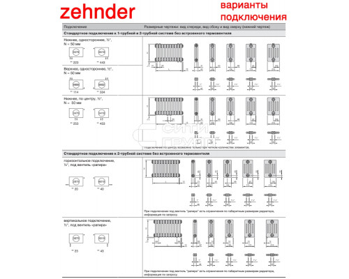 Стальной трубчатый радиатор отопления Zehnder 6300 / 1 секция