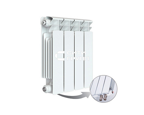 Биметаллический секционный радиатор отопления Rifar Base VENTIL 350 / 4 секции левое подключение