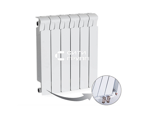 Биметаллический секционный радиатор отопления Rifar Monolit Ventil 500 / 8 секций левое подключение